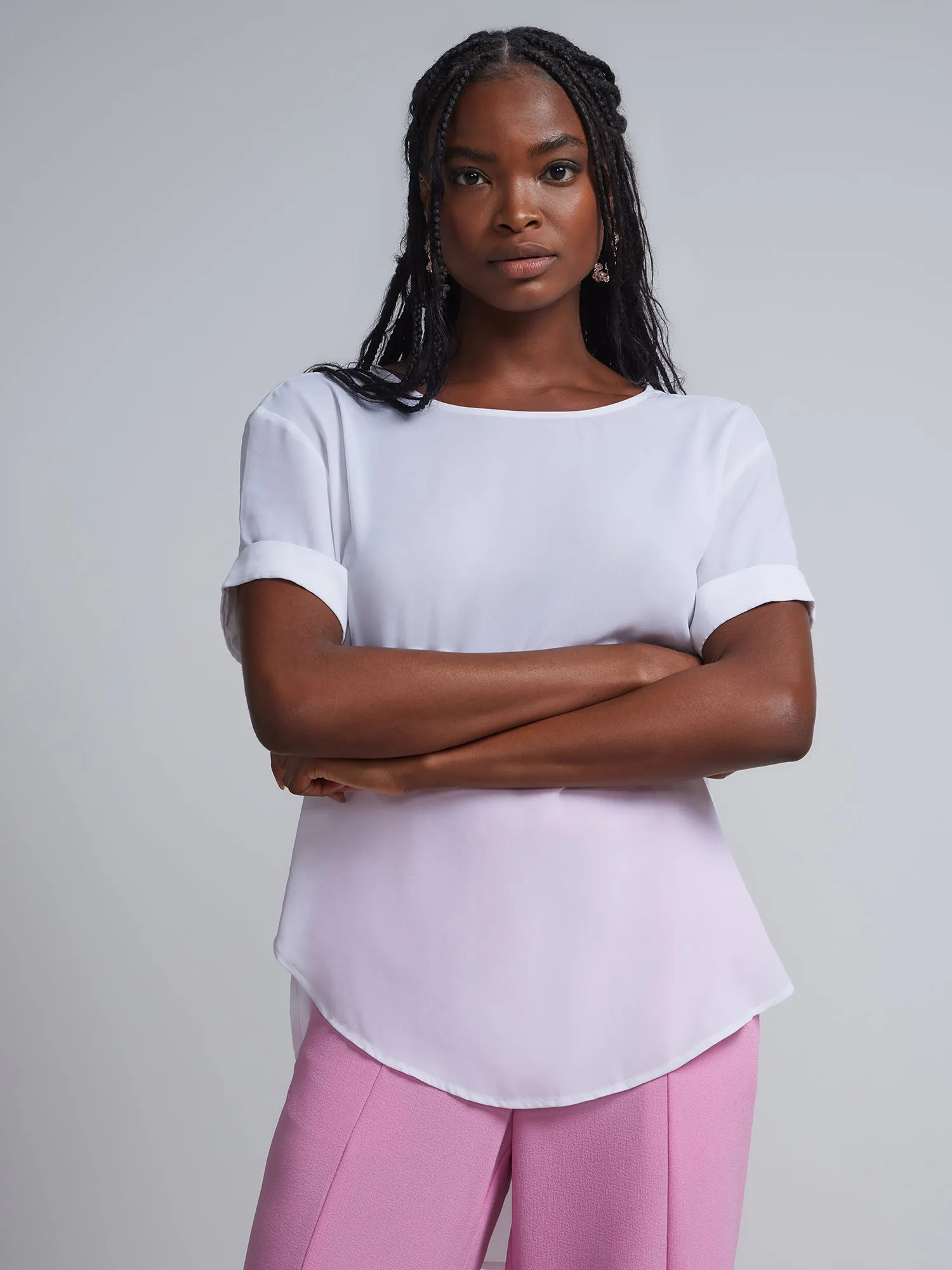 Tall Crewneck Side-Slit Cuffed Tee
